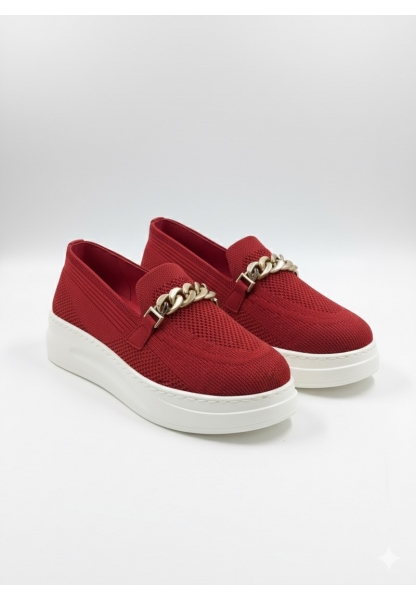 Kırmızı Zincir Detaylı Örgü Loafer vega 399.90₺