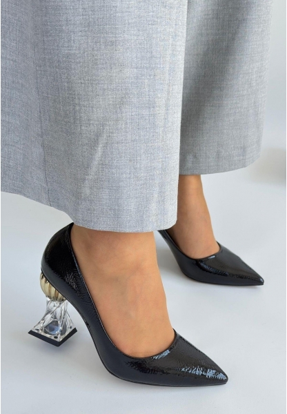 Siyah Şeffaf Topuklu Stiletto zuka