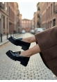 Siyah Yüksek Taban Tokalı Rugan Kadın Loafer 849₺ loa