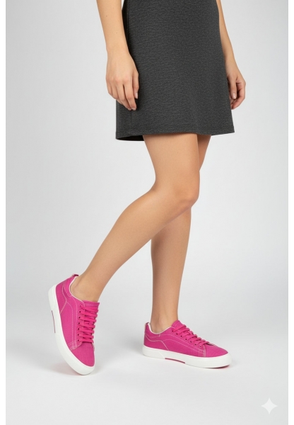 Fuşya Kanvas Bağcıklı Spor Ayakkabı akar 449₺