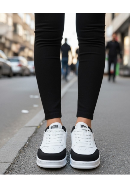 Beyaz Siyah Detaylı Kalın Tabanlı Kadın Sneaker 849₺ city