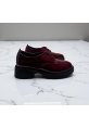 Parlak Kalın Tabanlı Bordo Bağcıklı Ayakkabı ceko