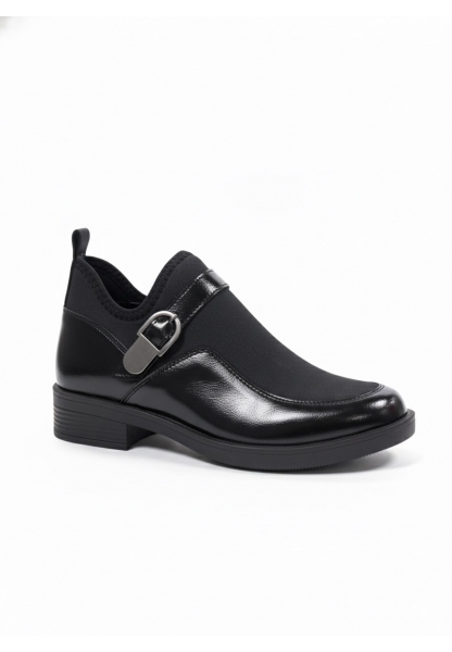 Modern Tokalı Esnek Siyah Loafer Bot | BSK948