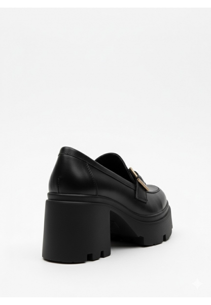 Klasik Kalın Tabanlı Siyah Tokalı Topuklu Loafer 849₺ loa