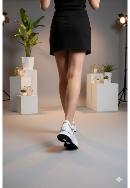 Gümüş Detaylı Kalın Taban Kadın Sneaker keme
