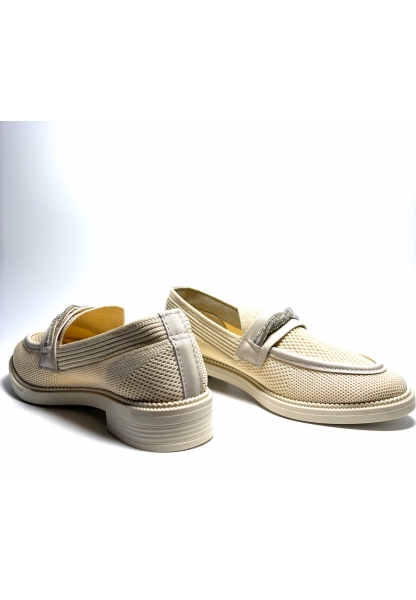 Bej Taş Detaylı Fileli Loafer gate