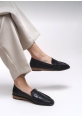 Siyah Düz Tabanlı Loafer Kraf