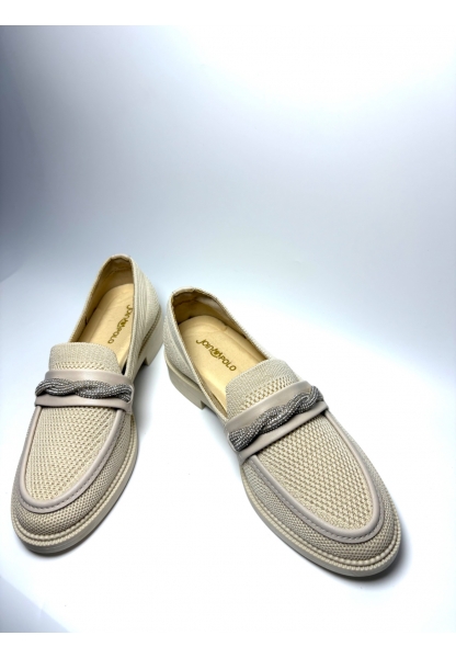 Bej Taş Detaylı Fileli Loafer gate