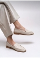 Bej Düz Tabanlı Loafer kraf