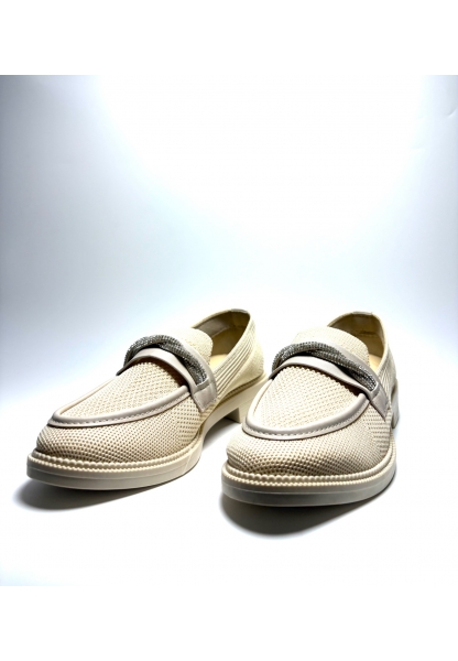Bej Taş Detaylı Fileli Loafer gate