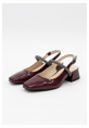 Bordo Simli Bantlı Kalın Topuklu Ayakkabı - LAZEX 599₺