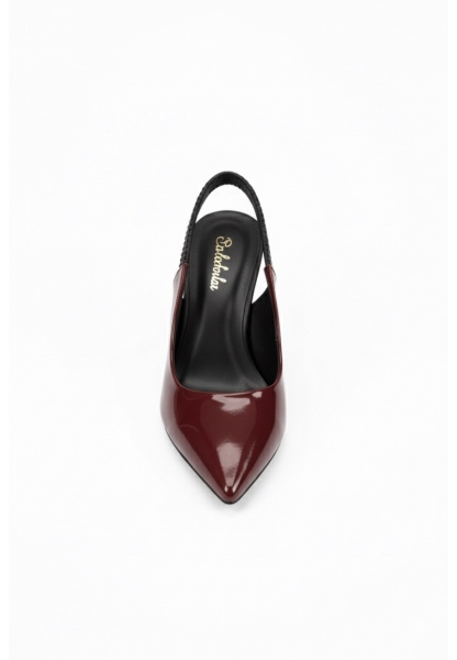 Bordo Rugan Lastikli İnce Topuklu Ayakkabı - VEEYOS 599₺