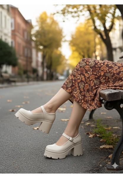 Mary Jane Bej  Platform Kalın Taban Loafer 849₺ durs