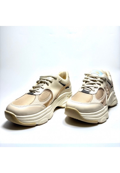 Rose Gold Detaylı Bej Kalın Taban Sneaker keme