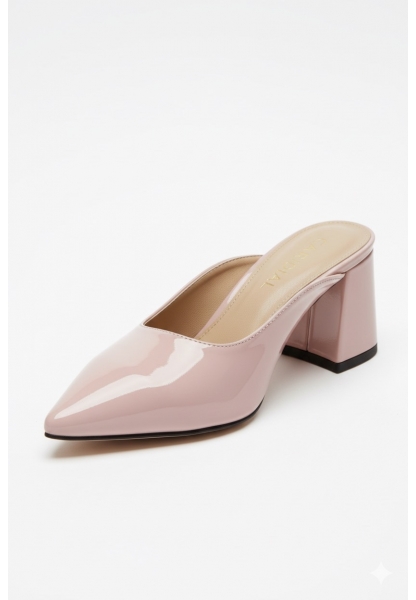 Sivri Burunlu Pudra Pembe Mule