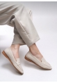 Bej Düz Tabanlı Loafer kraf