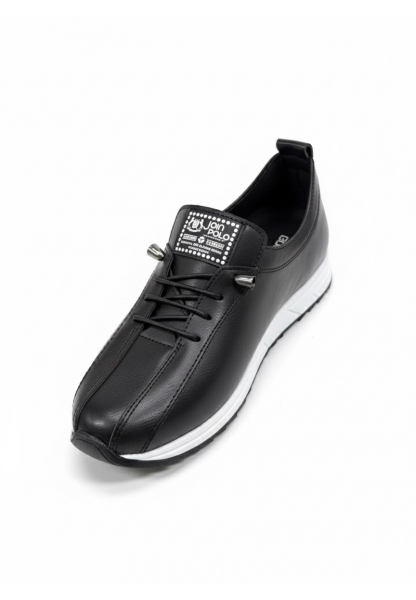 Vegan Deri Siyah Kadın Sneaker 590₺| Beyaz Tabanlı Suni Deri Günlük Spor Ayakkabı