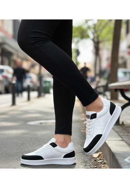 Beyaz Siyah Detaylı Kalın Tabanlı Kadın Sneaker 849₺ city