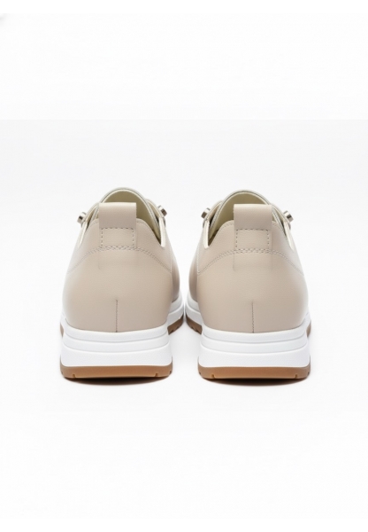 Vegan Deri Bej Kadın Sneaker 590₺ | Günlük Rahat ve Şık Suni Deri Spor Ayakkabı Modelleri