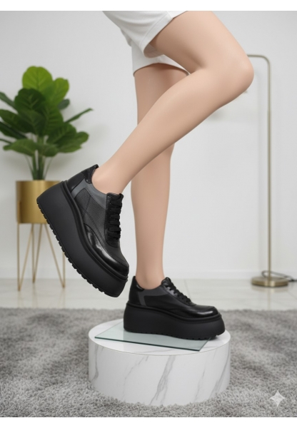 Hakiki Deri Siyah Kadın Platform Sneaker Cela 1999₺