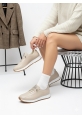 Vegan Deri Bej Kadın Sneaker 590₺ | Günlük Rahat ve Şık Suni Deri Spor Ayakkabı Modelleri