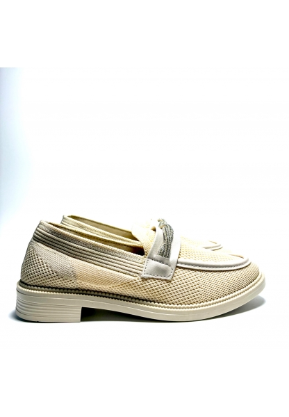 Bej Taş Detaylı Fileli Loafer gate