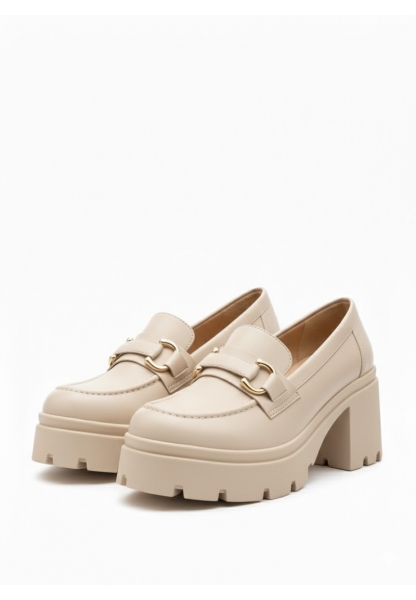 Bej Rugan Tokalı Kalın Taban Kadın Loafer 849₺ yumi