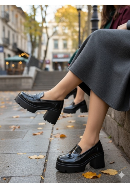 Penny Siyah Rugan  Kalın Taban Kadın Loafer 849₺ jona