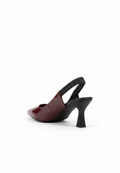 Bordo Rugan Lastikli İnce Topuklu Ayakkabı - VEEYOS 599₺