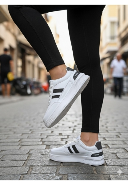 Kadın Beyaz Füme Şeritli Bağcıklı Spor Ayakkabı 849₺ city