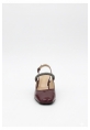 Bordo Simli Bantlı Kalın Topuklu Ayakkabı - LAZEX 599₺