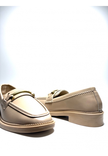 Bej Tokalı Klasik Loafer Bola
