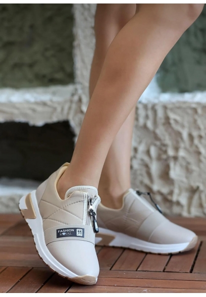 Bej Fermuarlı Kalın Taban Spor Ayakkabı KALO   749₺