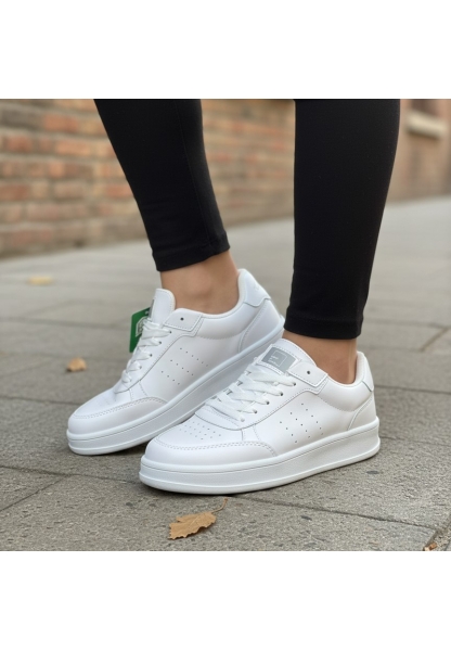 Beyaz-Beyaz Kalın Tabanlı Bağcıklı Kadın Sneaker 849₺ city
