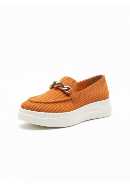Turuncu Zincir Detaylı Örgü Loafer veze 399.90₺
