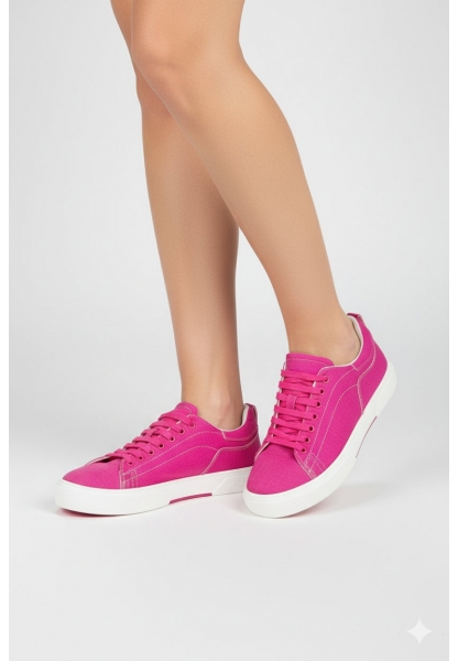 Fuşya Kanvas Bağcıklı Spor Ayakkabı akar 449₺