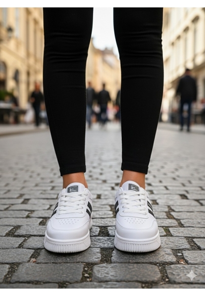 Kadın Beyaz Füme Şeritli Bağcıklı Spor Ayakkabı 849₺ city