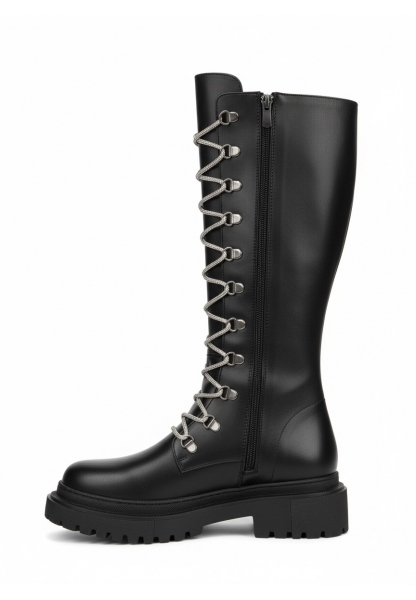   Siyah Taşlı Bağcıklı Kalın Tabanlı Trekker Çizme 849₺ | UBK903