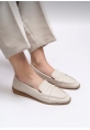 Bej Düz Tabanlı Loafer kraf