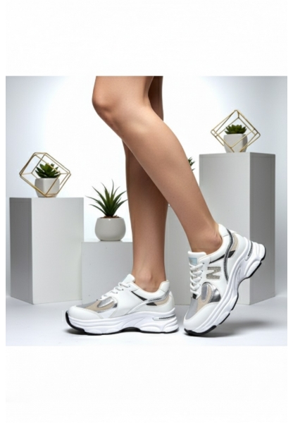 Gümüş Detaylı Kalın Taban Kadın Sneaker keme