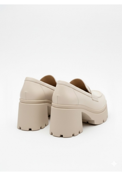 Klasik Kalın Tabanlı Bej Topuklu Loafer 849₺ jona