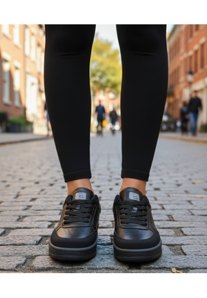 Kadın Siyah Süet Detaylı  Kalın Tabanlı Bağcıklı Sneaker 849₺ city2