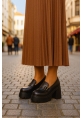 Klasik Kalın Tabanlı Siyah Tokalı Topuklu Loafer 849₺ loa