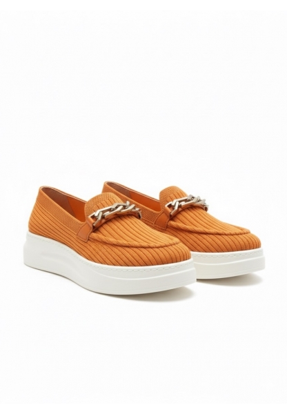 Turuncu Zincir Detaylı Örgü Loafer veze 399.90₺