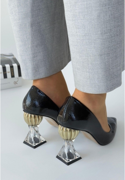Siyah Şeffaf Topuklu Stiletto zuka