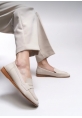 Bej Düz Tabanlı Loafer kraf