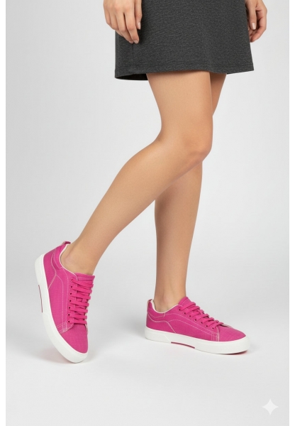 Fuşya Kanvas Bağcıklı Spor Ayakkabı akar 449₺