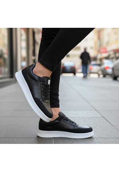 Siyah Beyaz Kalın Tabanlı Bağcıklı Kadın Sneaker Ayakkabı 849₺ city