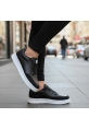 Siyah Beyaz Kalın Tabanlı Bağcıklı Kadın Sneaker Ayakkabı 849₺ city