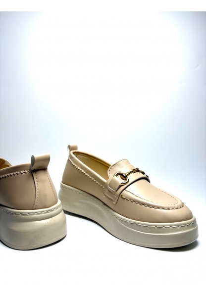 Bej Zincir Detaylı Kalın Taban Loafer Bera